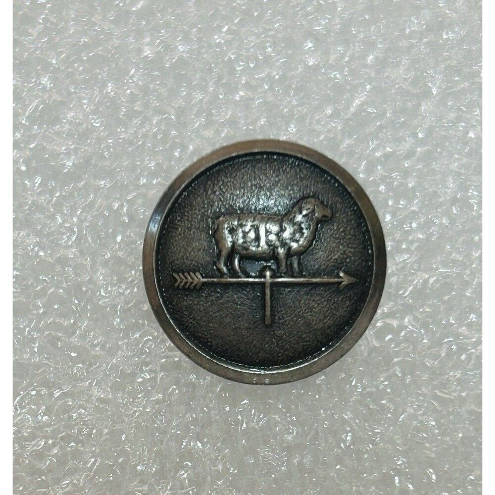 Antique Button Sheep Lamb Weathervane Button Waterbury Co Connecticut Metal